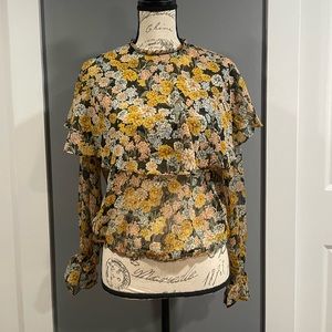 ZARA Frilly High-Collar Blouse